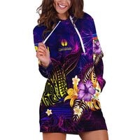 New Caledonia Hoodie Dress Whale Hibiscus Polynesian