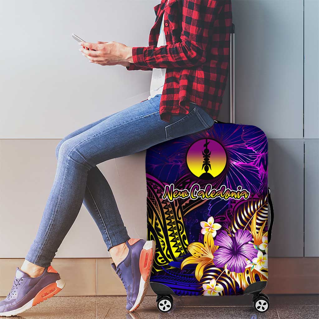 New Caledonia Luggage Cover Whale Hibiscus Polynesian