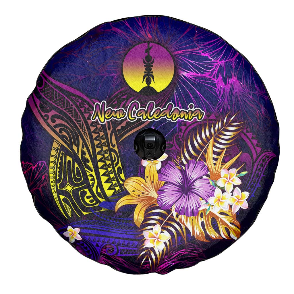 New Caledonia Spare Tire Cover Whale Hibiscus Polynesian