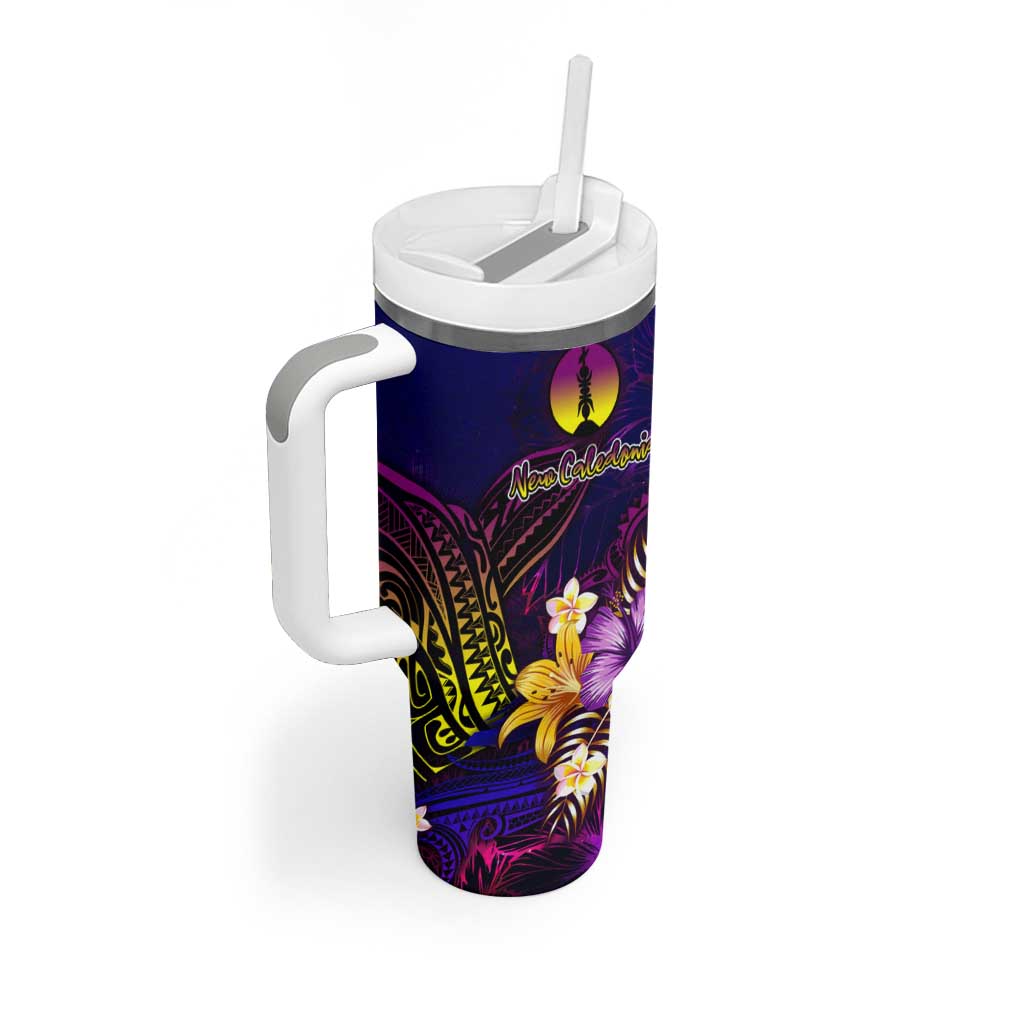 New Caledonia Tumbler With Handle Whale Hibiscus Polynesian