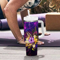 New Caledonia Tumbler With Handle Whale Hibiscus Polynesian