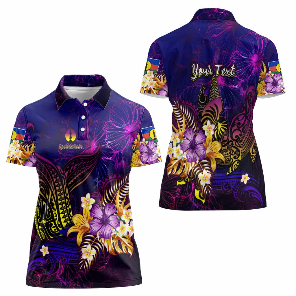 New Caledonia Women Polo Shirt Whale Hibiscus Polynesian DT02 - Polynesian Pride