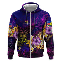 New Caledonia Zip Hoodie Whale Hibiscus Polynesian