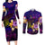 Tahiti French Polynesia Couples Matching Long Sleeve Bodycon Dress and Long Sleeve Button Shirt Whale Hibiscus Polynesian