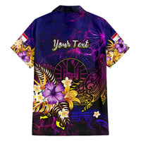Tahiti French Polynesia Family Matching Off The Shoulder Long Sleeve Dress and Hawaiian Shirt Whale Hibiscus Polynesian DT02 - Polynesian Pride