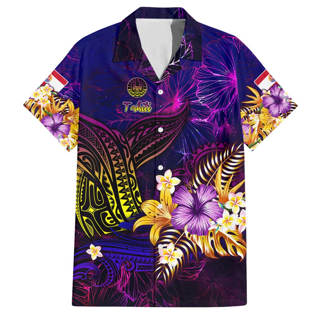 Tahiti French Polynesia Hawaiian Shirt Whale Hibiscus Polynesian