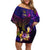 Tahiti French Polynesia Off Shoulder Short Dress Whale Hibiscus Polynesian