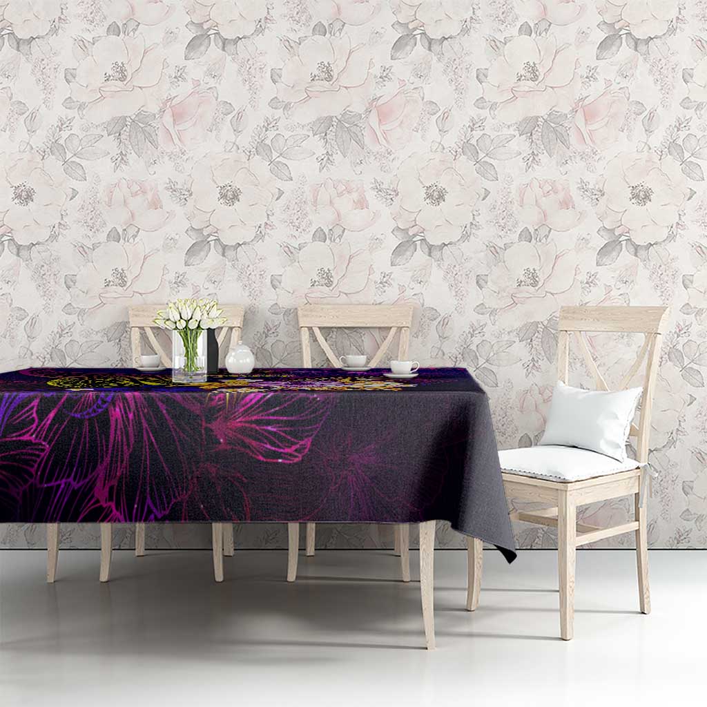 Tahiti French Polynesia Tablecloth Whale Hibiscus Polynesian