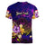 Tahiti French Polynesia Women V-Neck T-Shirt Whale Hibiscus Polynesian