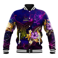 Cook Islands Baseball Jacket Whale Hibiscus Polynesian