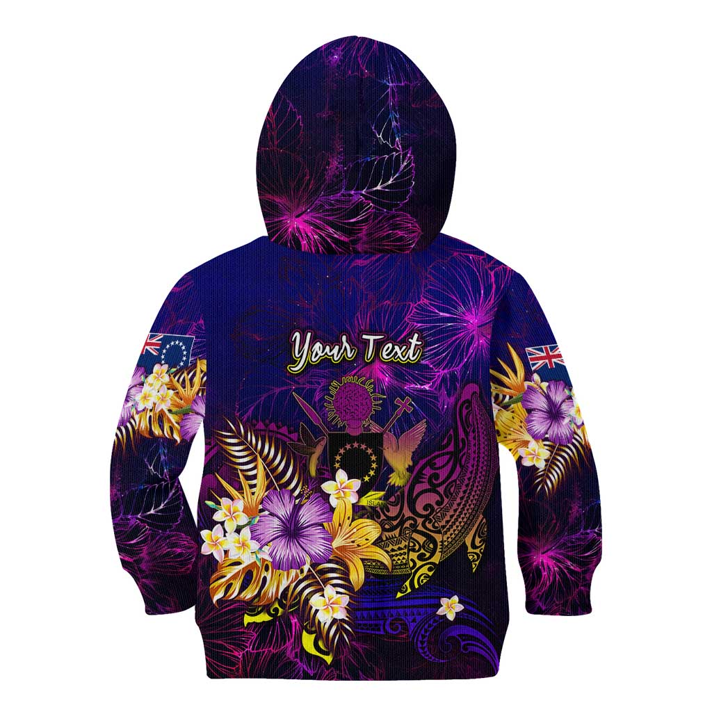 Cook Islands Kid Hoodie Whale Hibiscus Polynesian