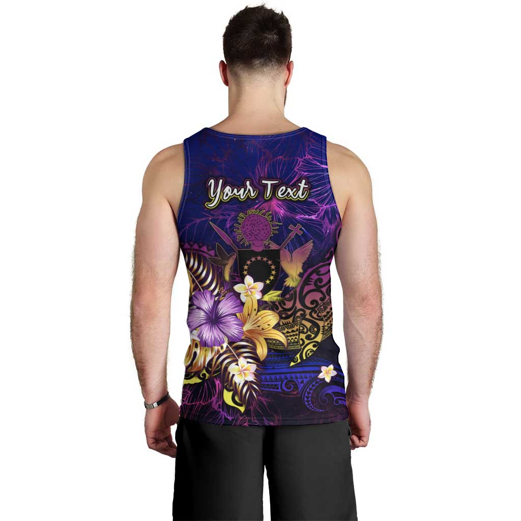 Cook Islands Men Tank Top Whale Hibiscus Polynesian
