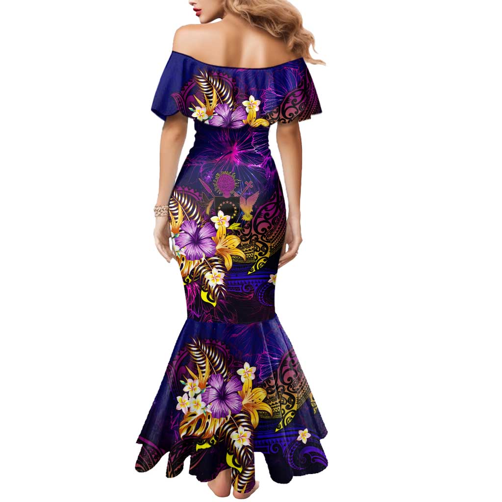 Cook Islands Mermaid Dress Whale Hibiscus Polynesian
