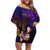Cook Islands Off Shoulder Short Dress Whale Hibiscus Polynesian