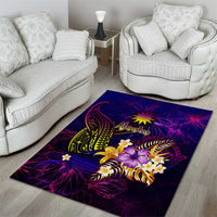Nauru Area Rug Whale Hibiscus Polynesian