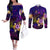 Nauru Couples Matching Off The Shoulder Long Sleeve Dress and Long Sleeve Button Shirt Whale Hibiscus Polynesian