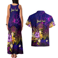 Nauru Couples Matching Tank Maxi Dress and Hawaiian Shirt Whale Hibiscus Polynesian