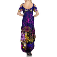 Nauru Family Matching Summer Maxi Dress and Hawaiian Shirt Whale Hibiscus Polynesian
