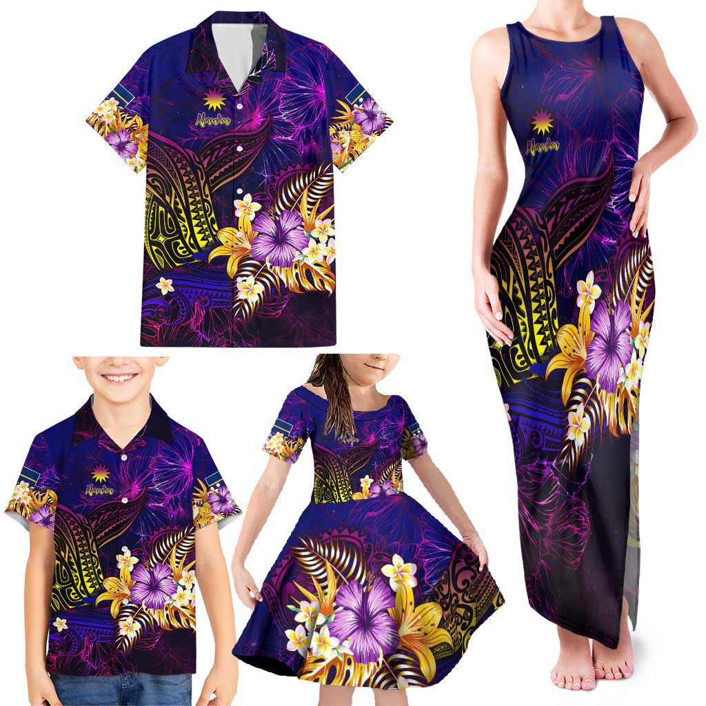 Nauru Family Matching Tank Maxi Dress and Hawaiian Shirt Whale Hibiscus Polynesian DT02 - Polynesian Pride