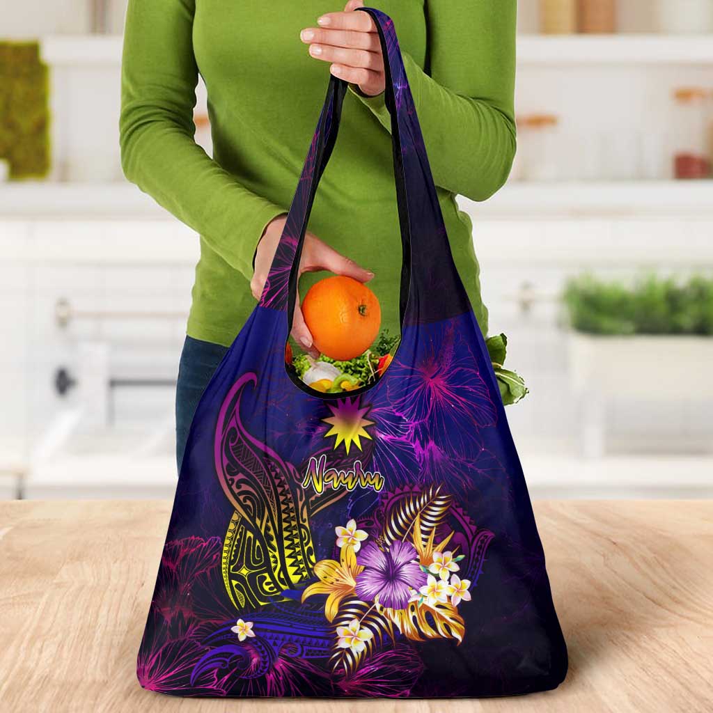 Nauru Grocery Bag Whale Hibiscus Polynesian
