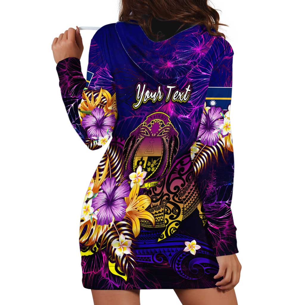 Nauru Hoodie Dress Whale Hibiscus Polynesian