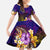 Nauru Kid Short Sleeve Dress Whale Hibiscus Polynesian