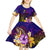 Nauru Kid Short Sleeve Dress Whale Hibiscus Polynesian