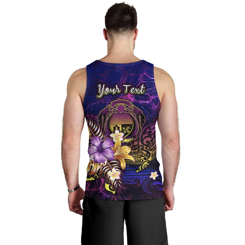 Nauru Men Tank Top Whale Hibiscus Polynesian