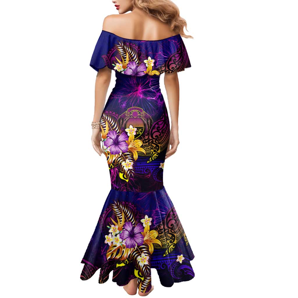 Nauru Mermaid Dress Whale Hibiscus Polynesian