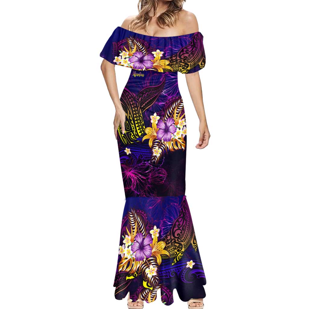 Nauru Mermaid Dress Whale Hibiscus Polynesian