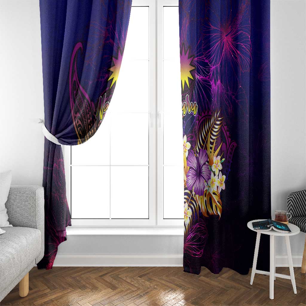 Nauru Window Curtain Whale Hibiscus Polynesian