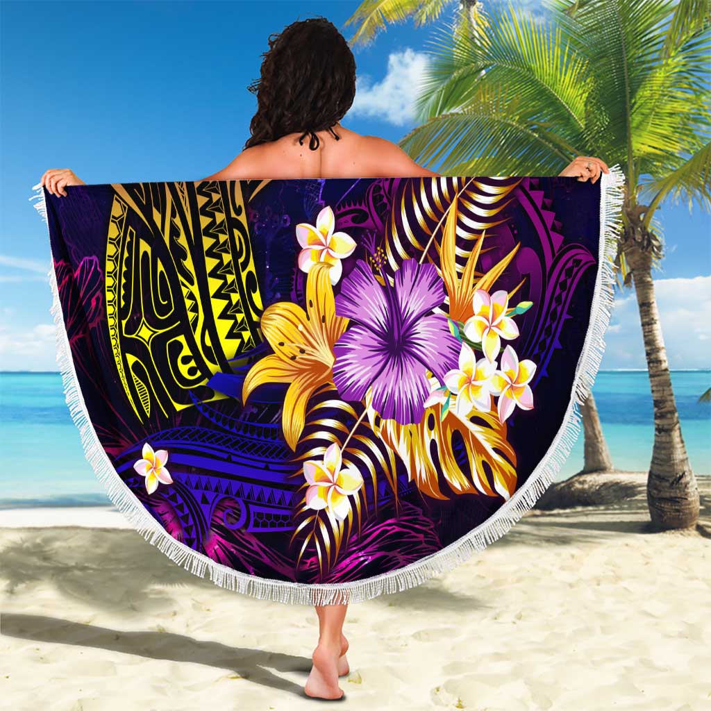 Tuvalu Beach Blanket Whale Hibiscus Polynesian