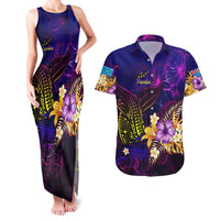 Tuvalu Couples Matching Tank Maxi Dress and Hawaiian Shirt Whale Hibiscus Polynesian