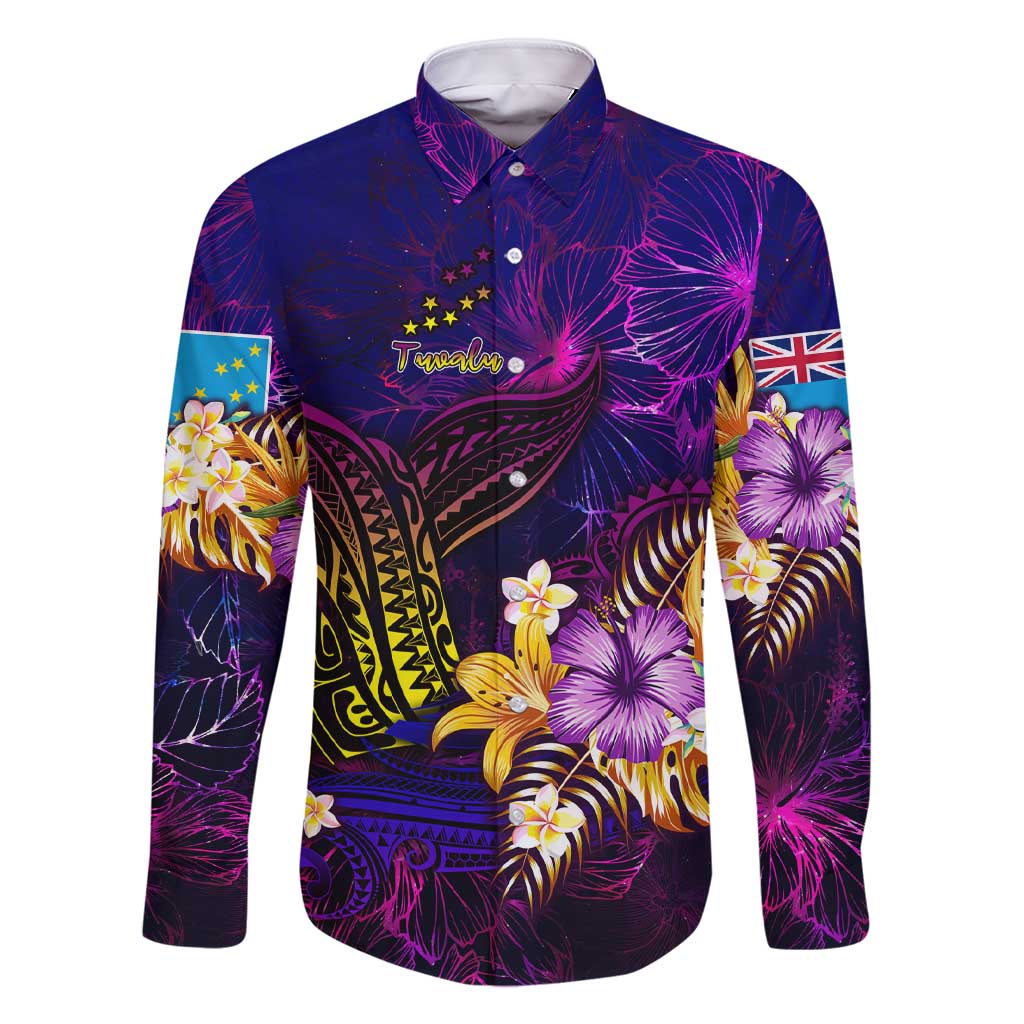 Tuvalu Family Matching Short Sleeve Bodycon Dress and Hawaiian Shirt Whale Hibiscus Polynesian