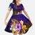 Tuvalu Kid Short Sleeve Dress Whale Hibiscus Polynesian
