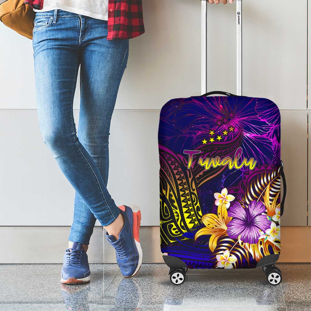 Tuvalu Luggage Cover Whale Hibiscus Polynesian