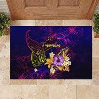Tuvalu Rubber Doormat Whale Hibiscus Polynesian