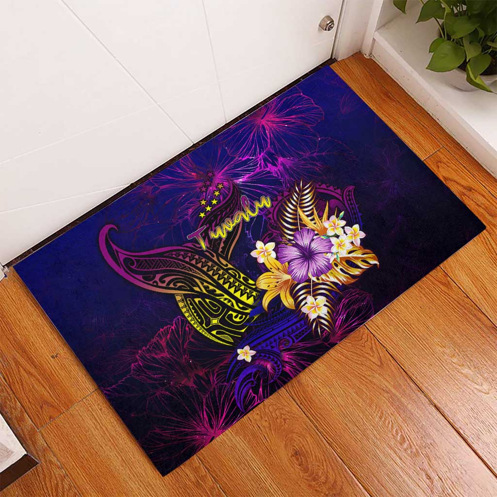 Tuvalu Rubber Doormat Whale Hibiscus Polynesian