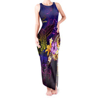 Tuvalu Tank Maxi Dress Whale Hibiscus Polynesian