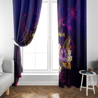 Tuvalu Window Curtain Whale Hibiscus Polynesian