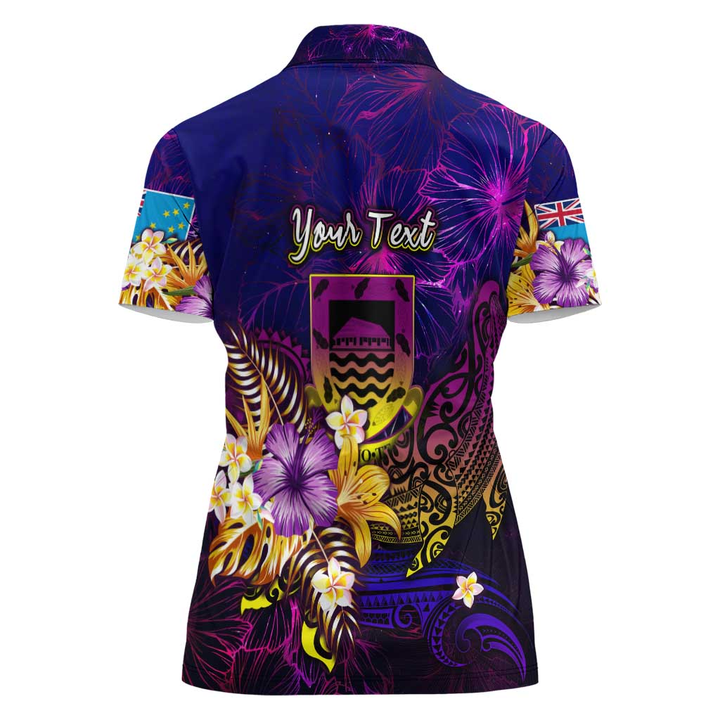 Tuvalu Women Polo Shirt Whale Hibiscus Polynesian