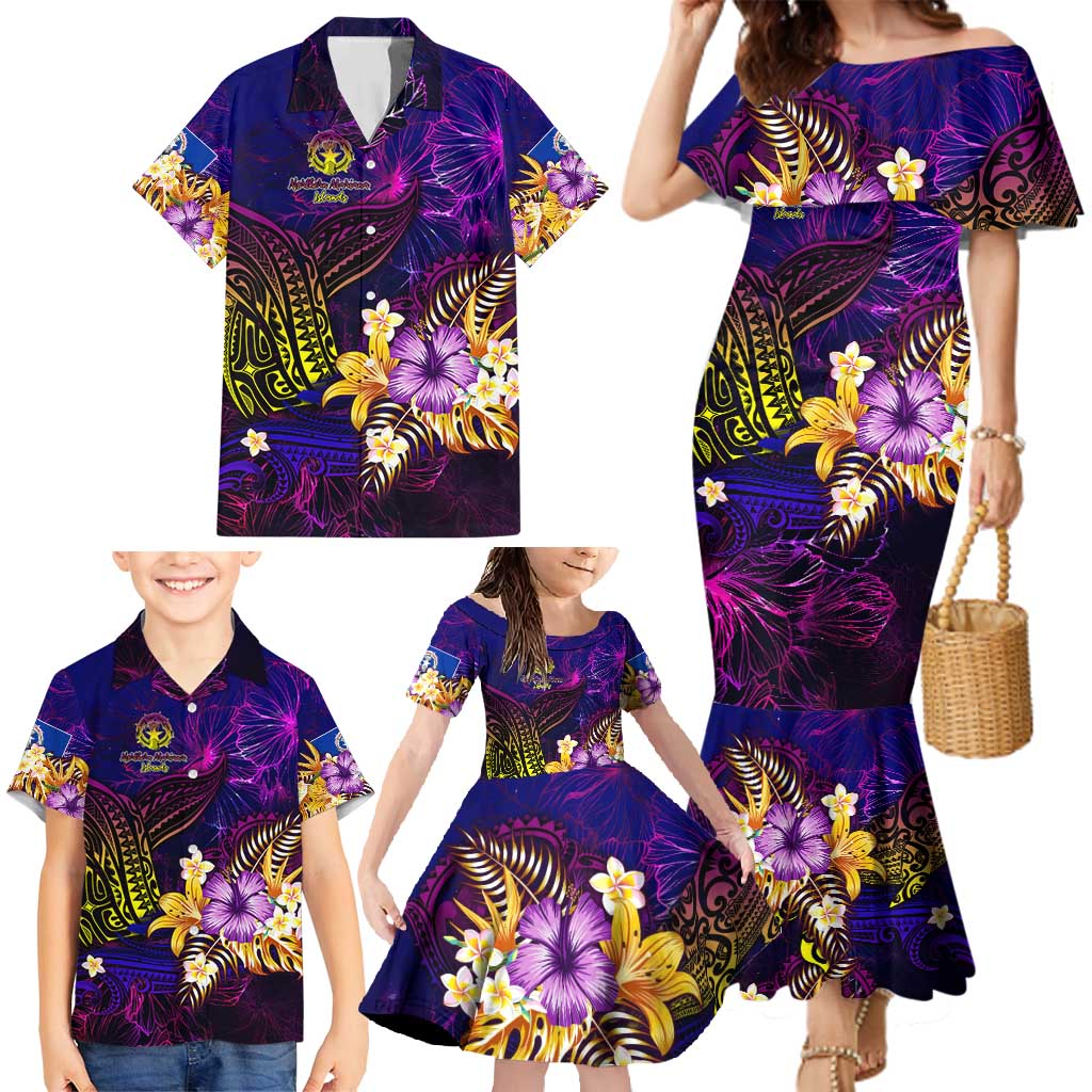 Northern Mariana Islands Family Matching Mermaid Dress and Hawaiian Shirt Whale Hibiscus Polynesian DT02 - Polynesian Pride