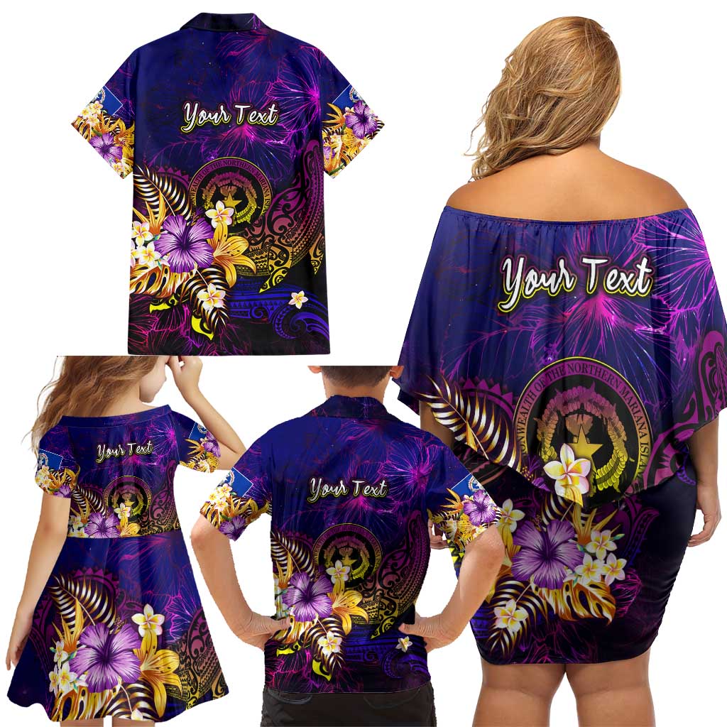 Northern Mariana Islands Family Matching Off Shoulder Short Dress and Hawaiian Shirt Whale Hibiscus Polynesian DT02 - Polynesian Pride