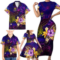 Northern Mariana Islands Family Matching Short Sleeve Bodycon Dress and Hawaiian Shirt Whale Hibiscus Polynesian DT02 - Polynesian Pride