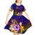 Northern Mariana Islands Kid Short Sleeve Dress Whale Hibiscus Polynesian