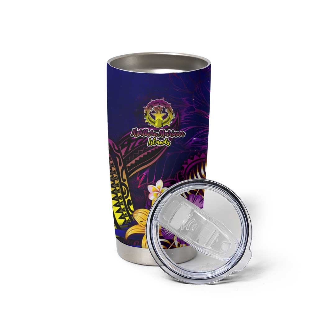 Northern Mariana Islands Tumbler Cup Whale Hibiscus Polynesian