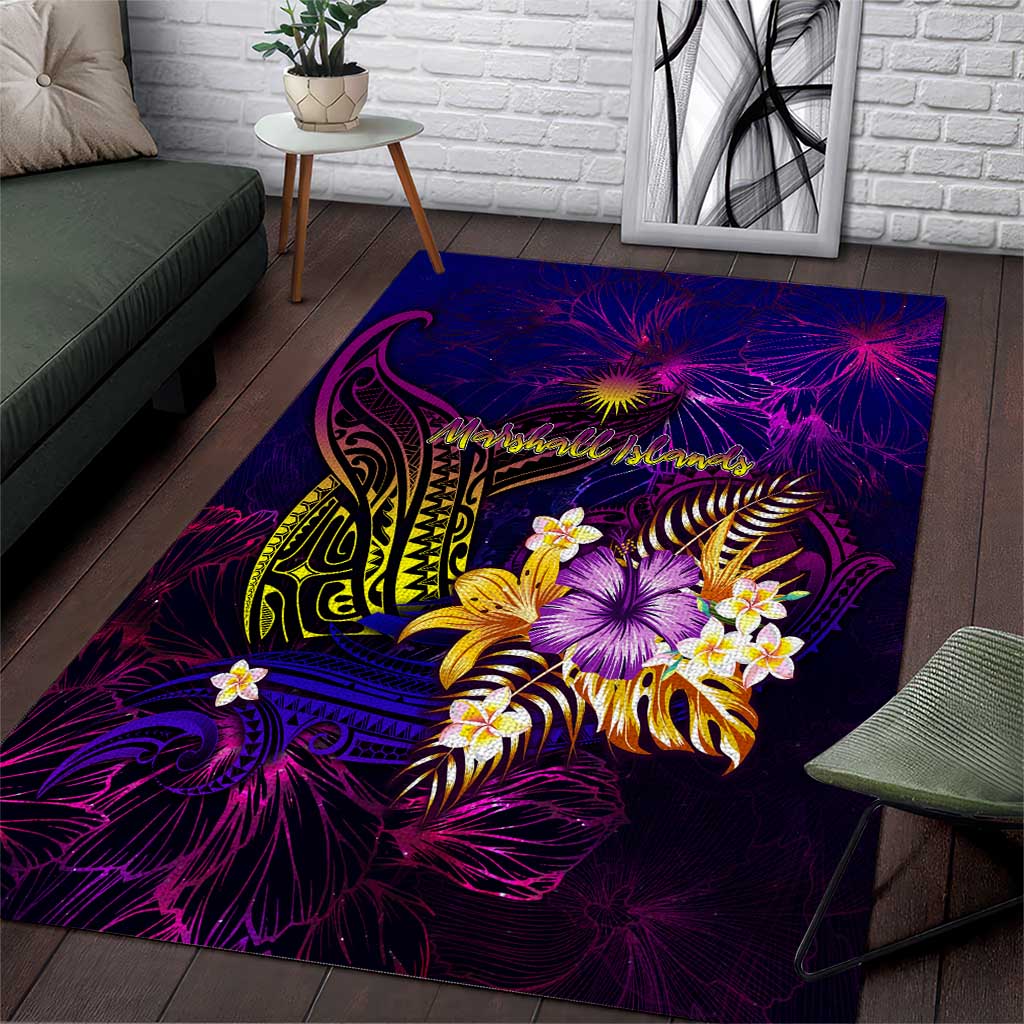 Marshall Islands Area Rug Whale Hibiscus Polynesian DT02 Purple - Polynesian Pride