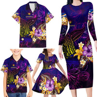 Marshall Islands Family Matching Long Sleeve Bodycon Dress and Hawaiian Shirt Whale Hibiscus Polynesian DT02 - Polynesian Pride