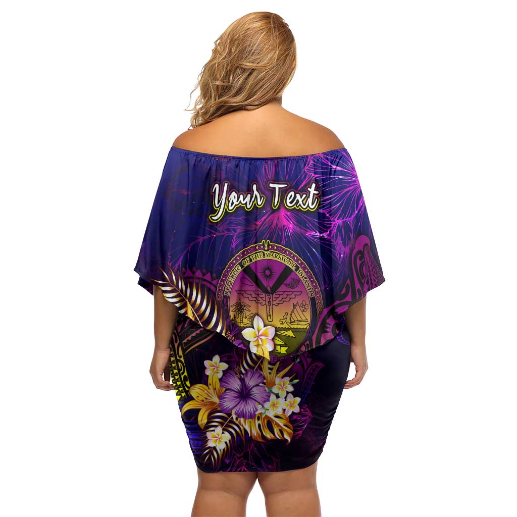 Marshall Islands Family Matching Off Shoulder Short Dress and Hawaiian Shirt Whale Hibiscus Polynesian