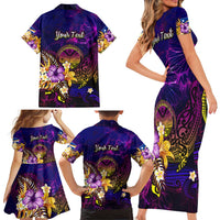 Marshall Islands Family Matching Short Sleeve Bodycon Dress and Hawaiian Shirt Whale Hibiscus Polynesian DT02 - Polynesian Pride